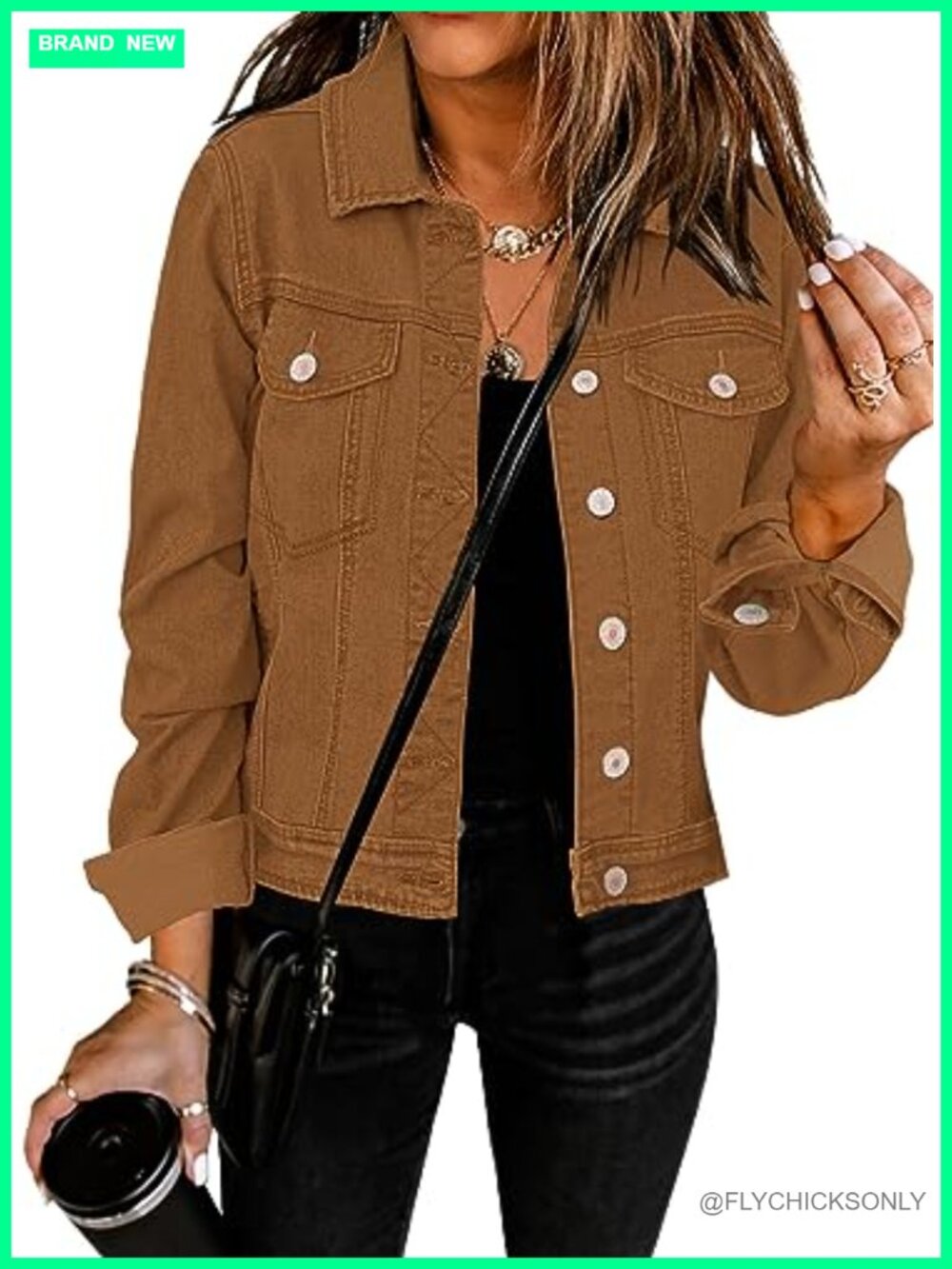 Stretchy Button Down Long Sleeve Jean Trucker Denim Jacket